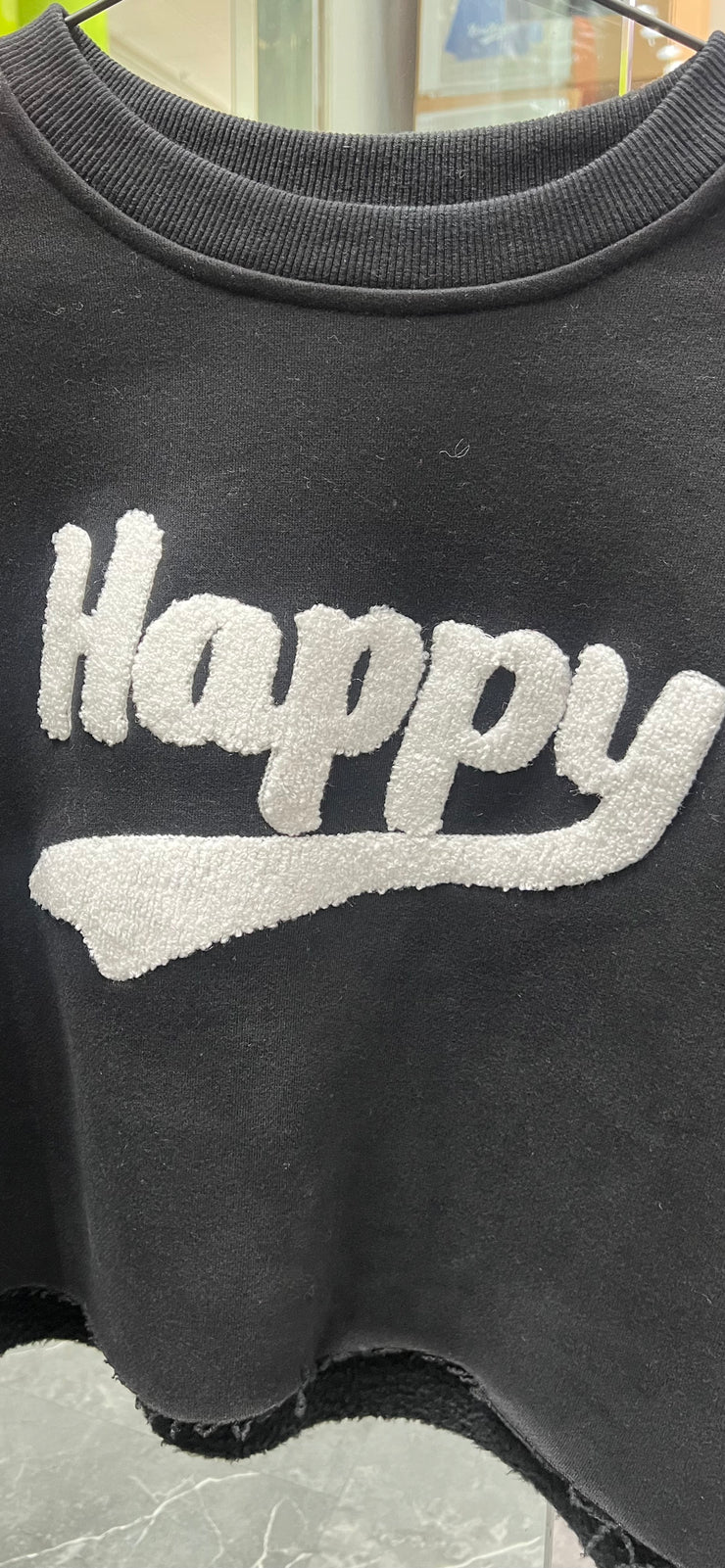 Happy | Cropped Graphic Sweatshirt