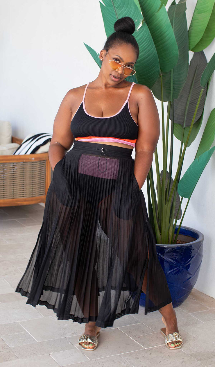 See It Through | Sheer Pleated Maxi Skirt