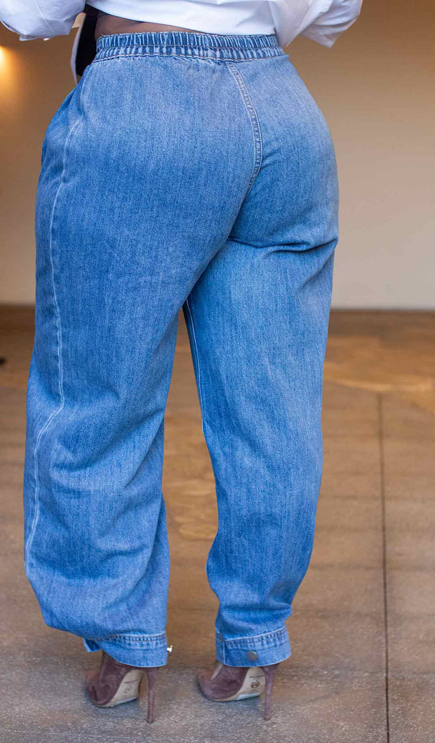 Simple Girl  | Ankle button Ballon Denim (PRE-ORDER APPROX SHIP 9.19.25)