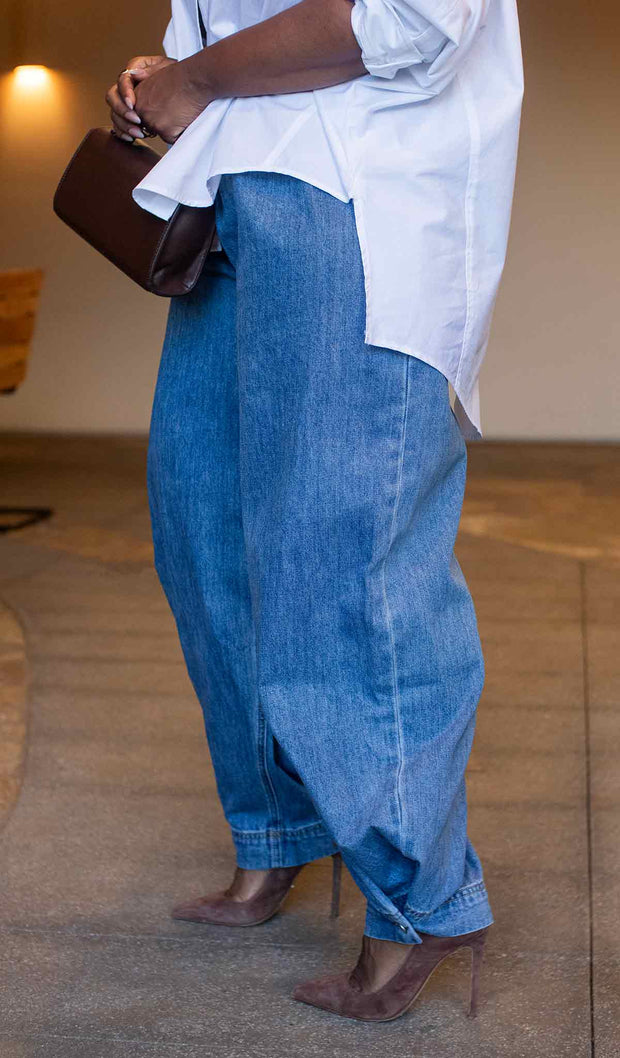 Simple Girl  | Ankle button Ballon Denim (PRE-ORDER APPROX SHIP 9.19.25)