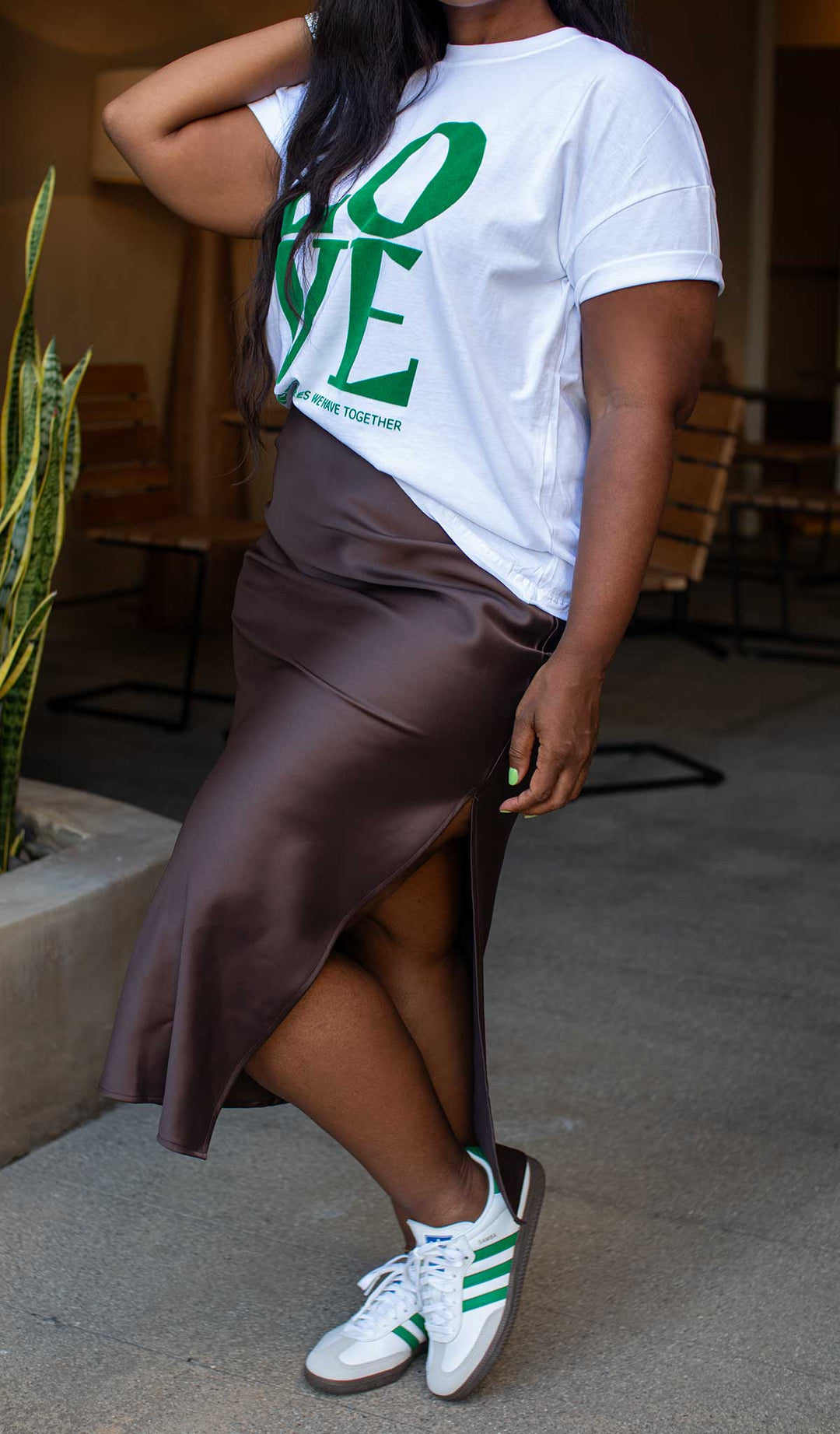 【THE MOZZ】Suede Color Matching Skirt So Mocha | Satin Skirt – Newd Style