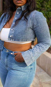 Denim Dream  | Cropped Button Up Jacket