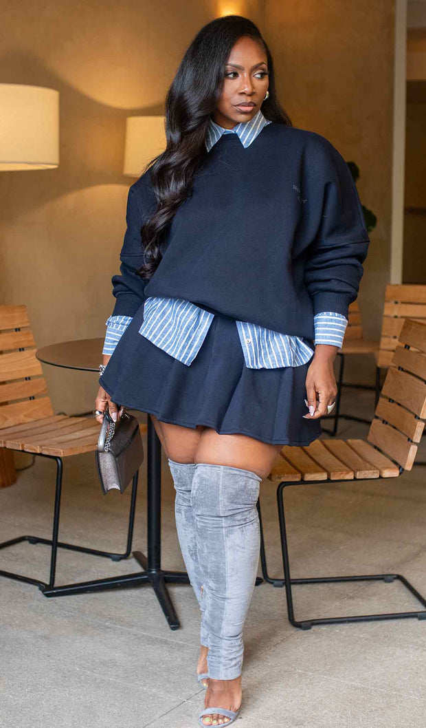 Off-Duty Diva | Sweatsuit Skirt Set