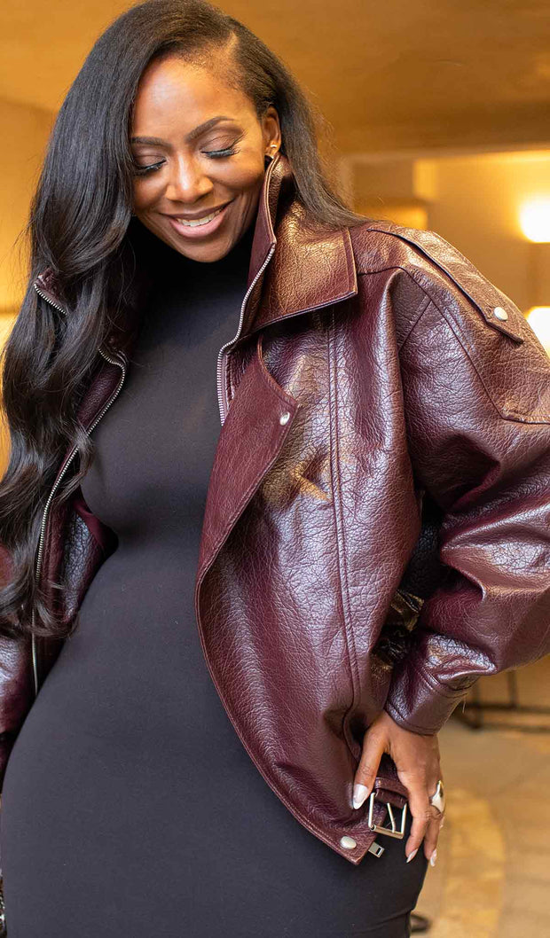 Wine Down | Faux Leather Jacket