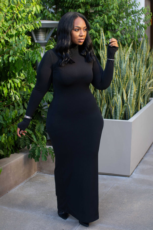 Lights Out  | Turtleneck Body-con Dress