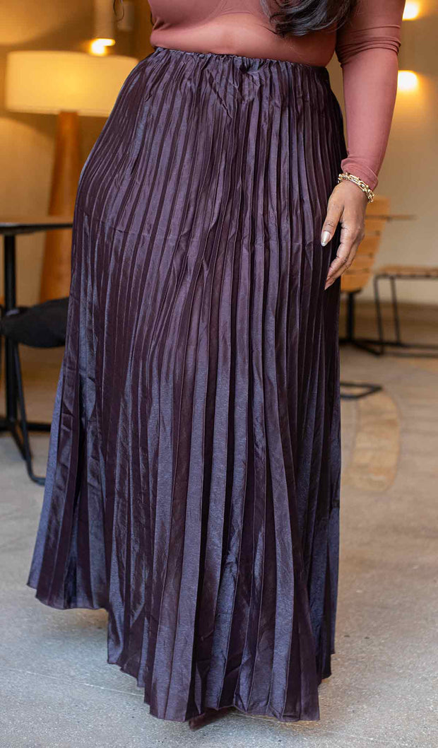 Truffle Drift | Pleated Maxi Skirt