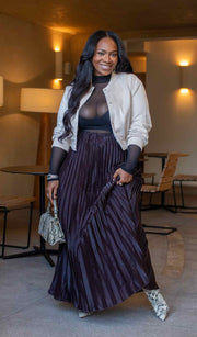 Truffle Drift | Pleated Maxi Skirt