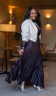 Truffle Drift | Pleated Maxi Skirt