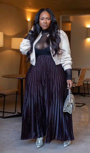 Truffle Drift | Pleated Maxi Skirt