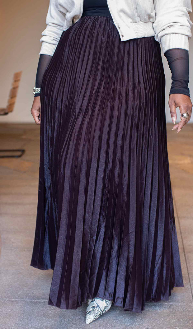 Truffle Drift | Pleated Maxi Skirt