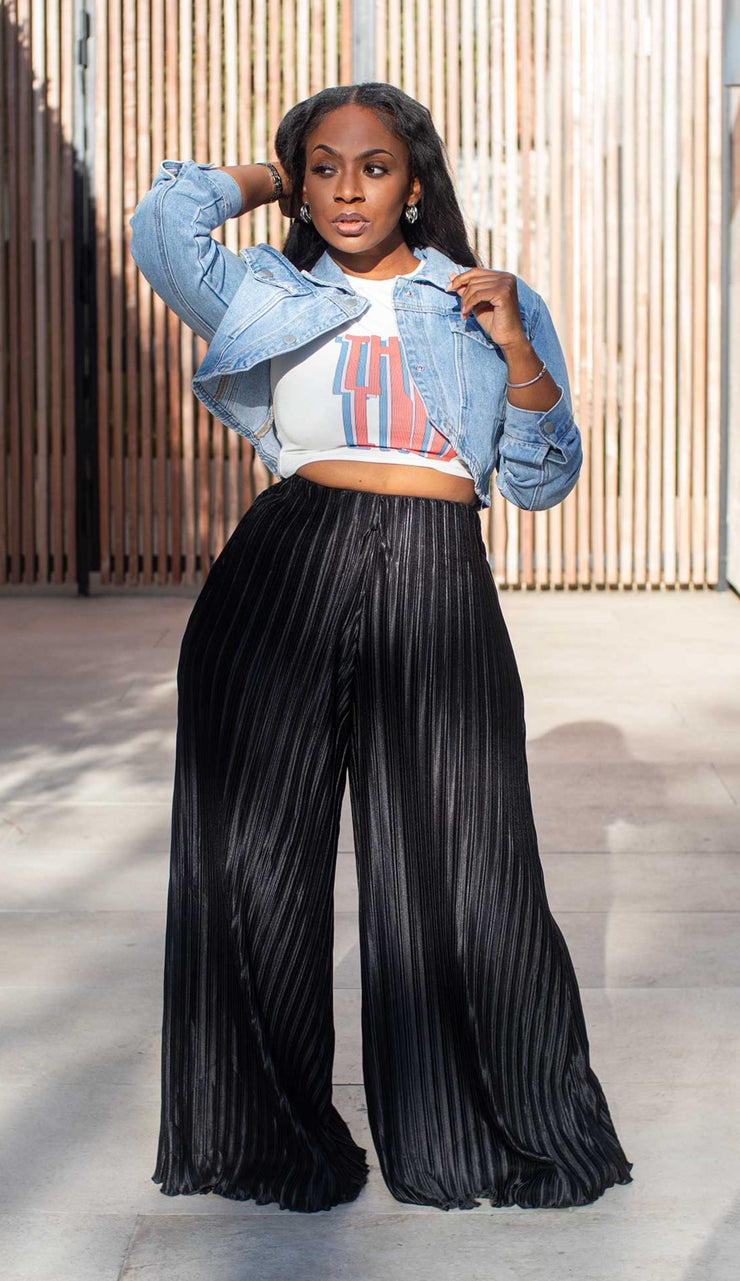 Bring the Drama  Wide leg pleated pants – Newd Style