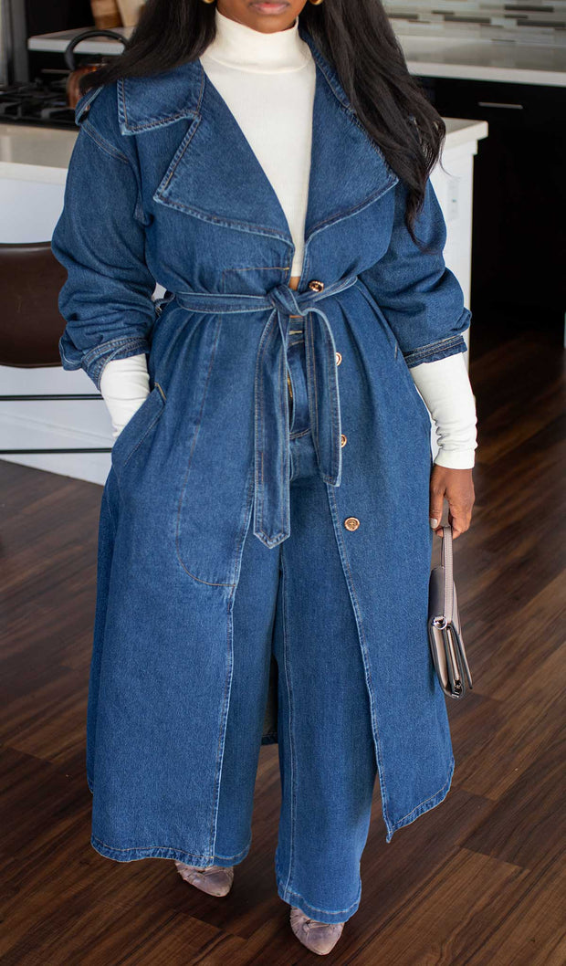 Denim Couture |Trench Coat Set