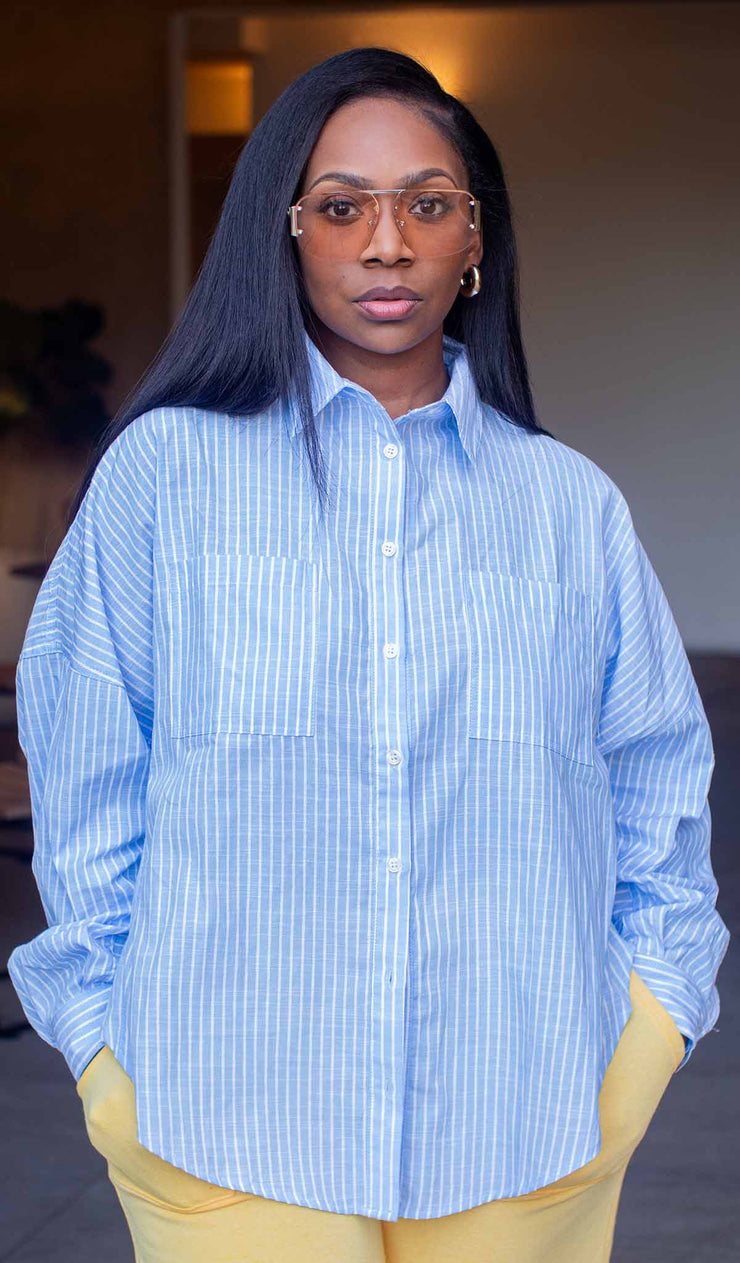 Prep | Oversized Stripe Button Up Shirt