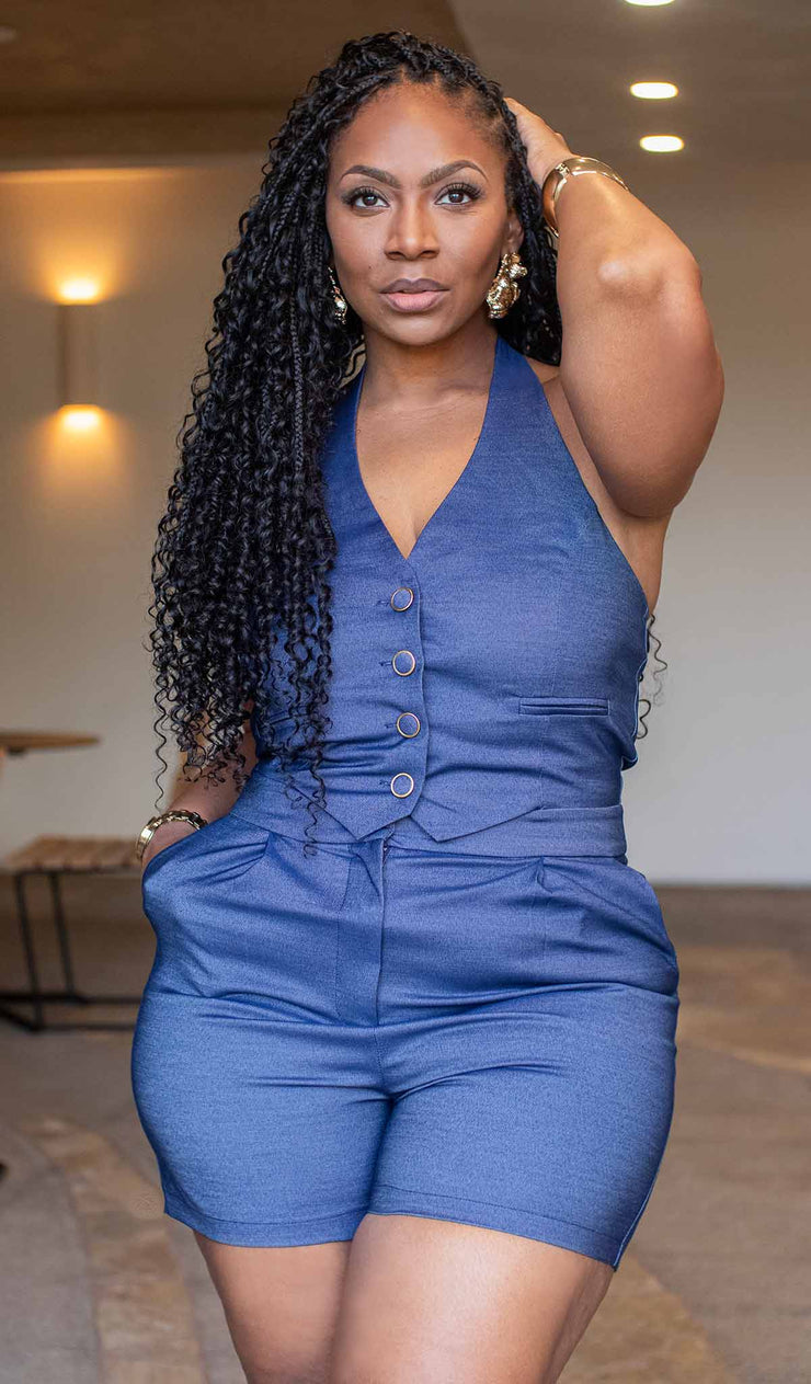 Chambray Daze |  Halter Romper