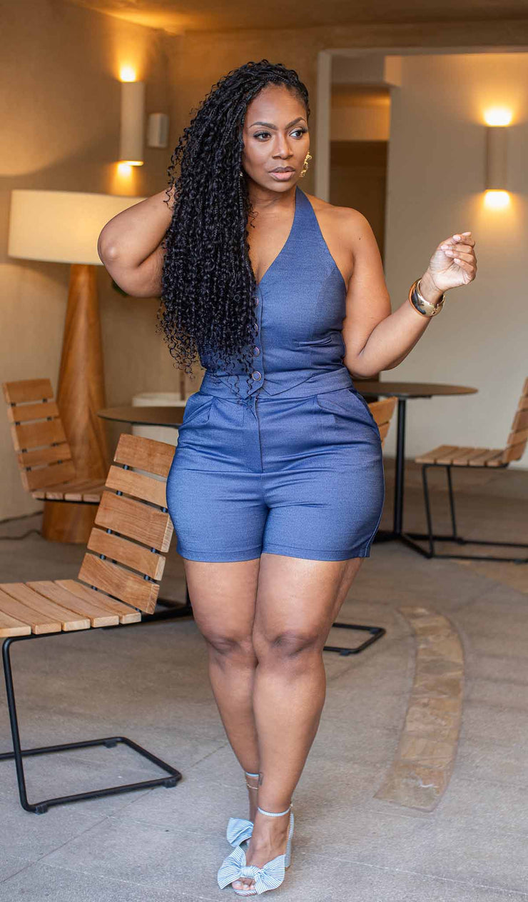 Chambray Daze |  Halter Romper