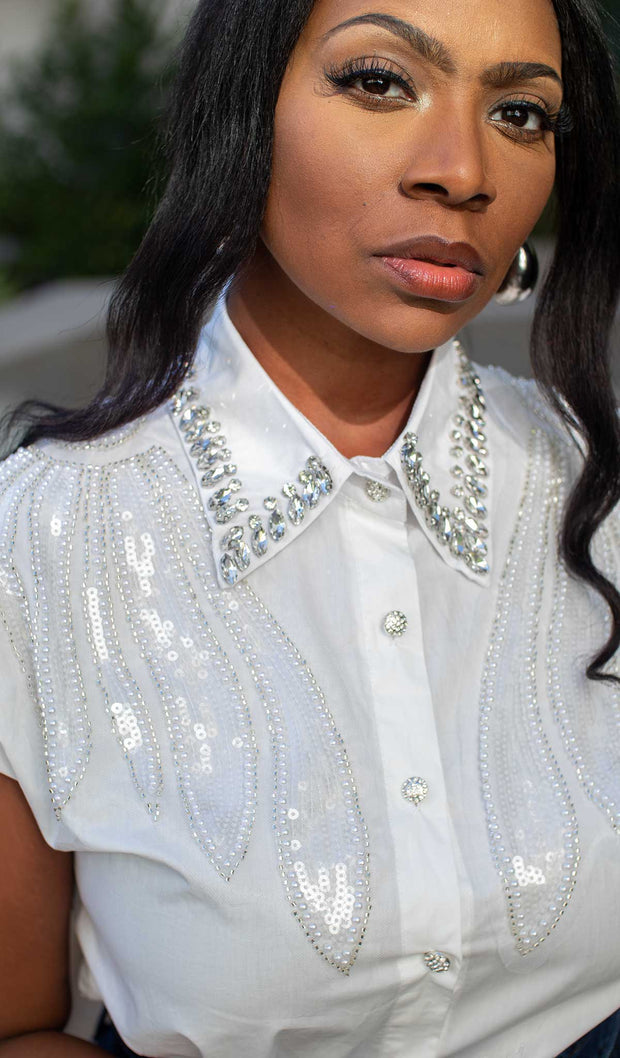 Oh So Bling | Embellished Button-up Shirt
