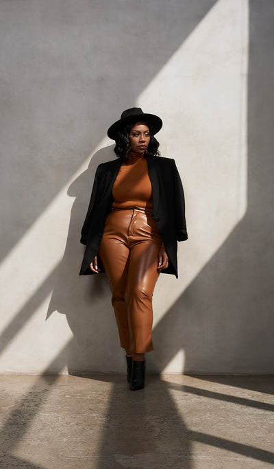 Forever Golden | Rust PU Leather Pants
