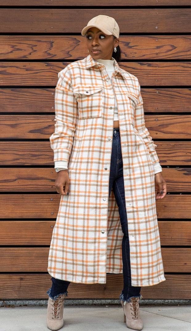 Autumn Spice | Long plaid Jacket