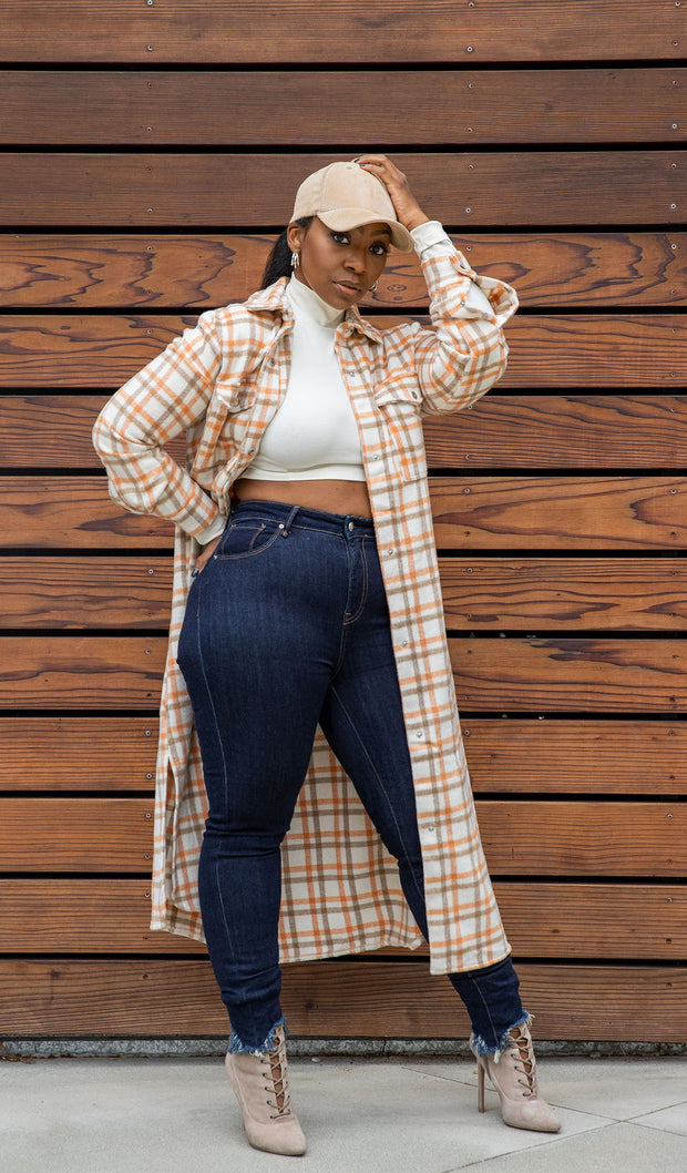 Autumn Spice | Long plaid Jacket