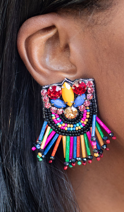 Fiesta | Multi color beaded earrings