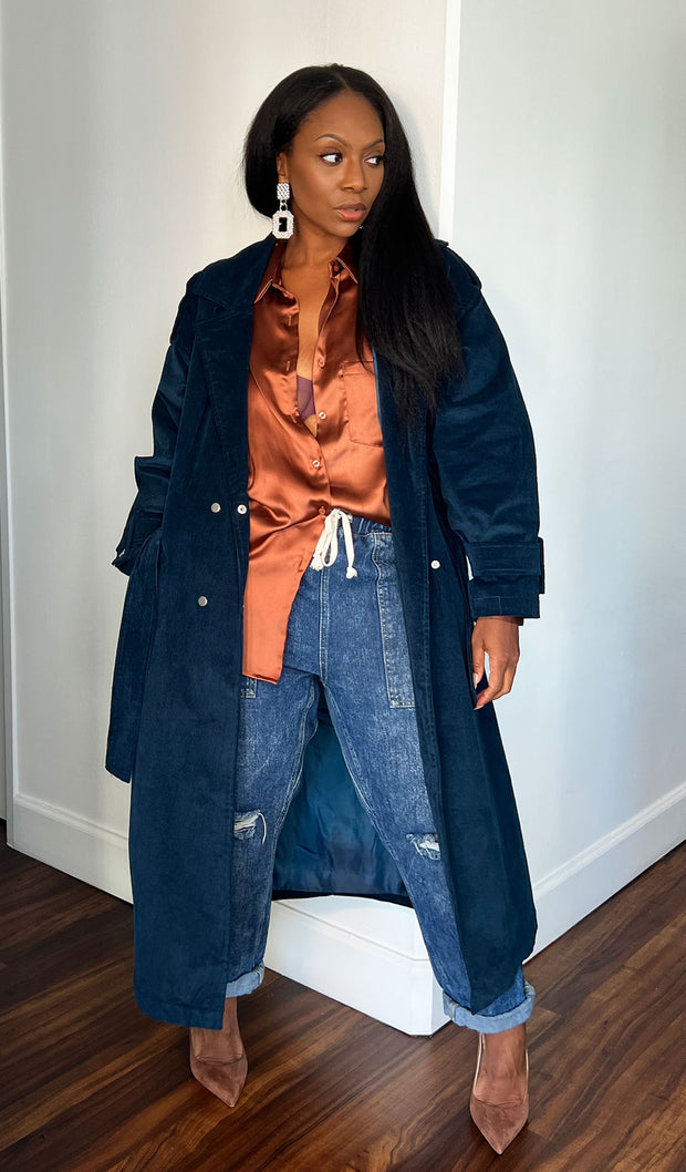 Ms Independent   | Long Corduroy Trench Coat