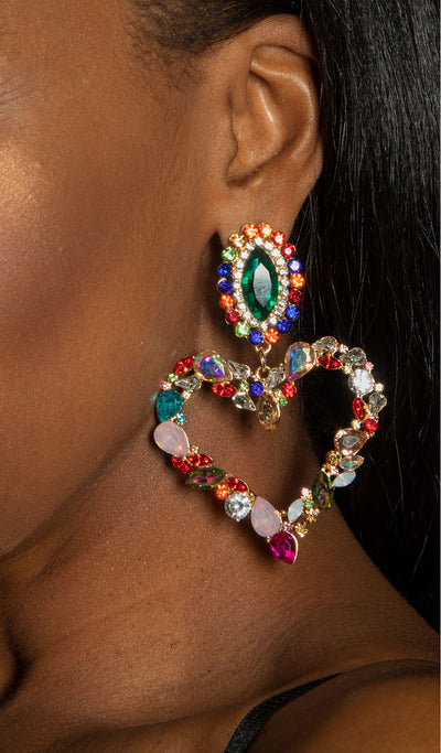 Heart of Gold |  Multi Color Stone Earrings
